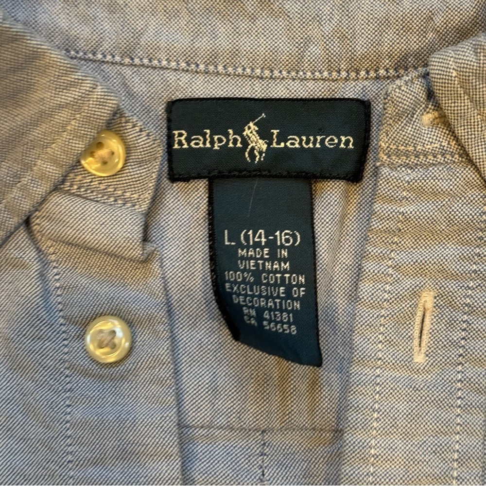 Ralph Lauren Classic Blue Button Down Shirt - Picture 2 of 3
